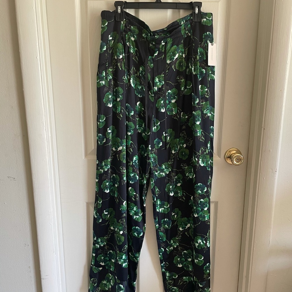 Wide Leg Silky Floral Pants